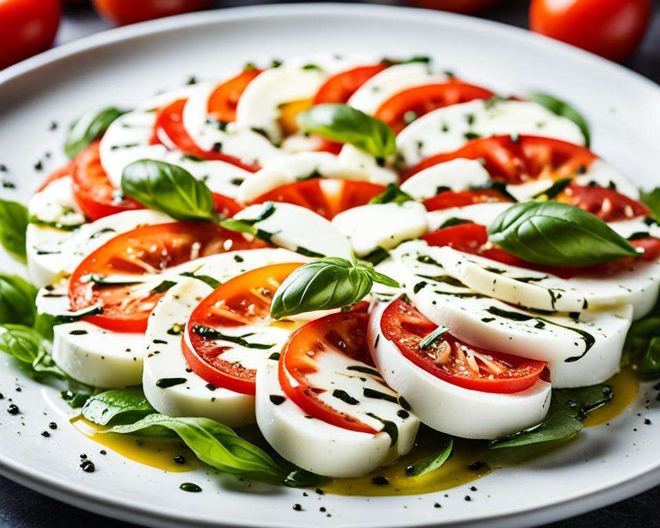 caprese salad with ripe tomatoes and mozzarella
